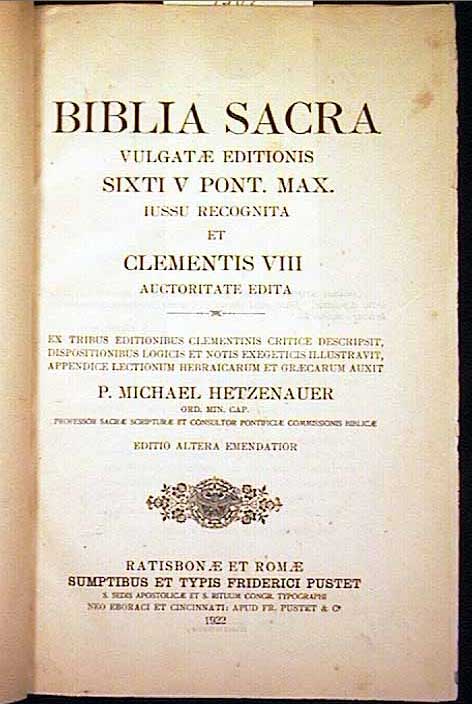 Латинский перевод Библии (Вульгата).1922. Рим.